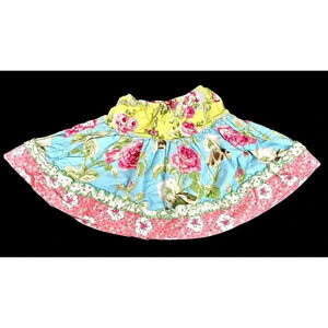 Matilda Jane Clothing Girls Ruffled Tiered Floral Skirt Size 4 Made In USA